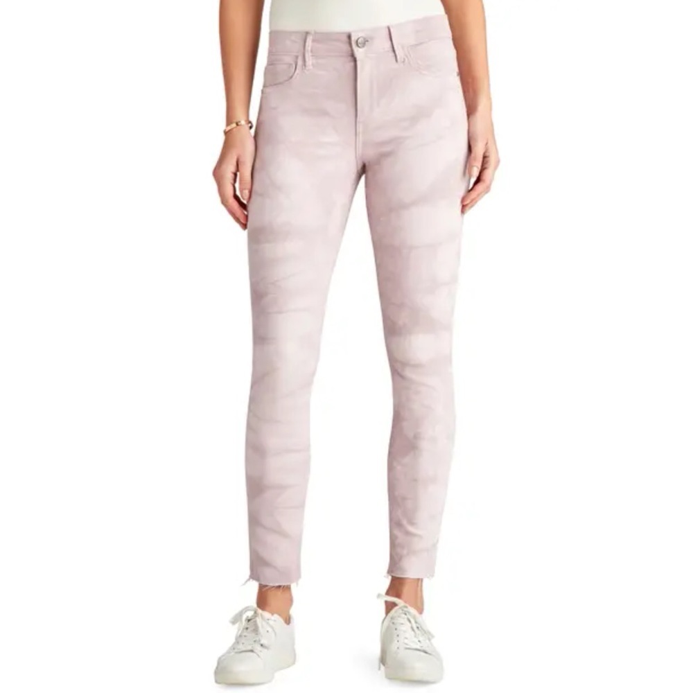 SAM EDELMAN Tie Dye Raw Hem Ankle Skinny Jeans In Crystal Pink